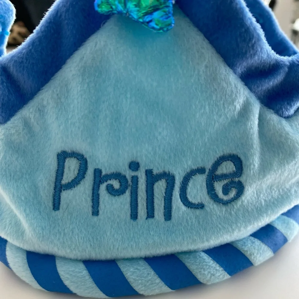 Baby Boy Newborn Blue Royal Prince Photo Shoot Soft Cloth Lightweight Crown Hat - Picture 2 of 4